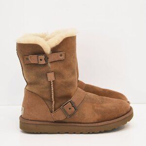 UGG Australia Classic Short Dylan Shearling Buckle Boots Women's Sz 10 Chestnut